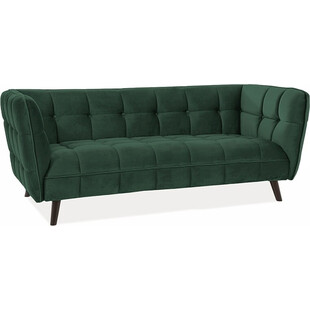 Sofa welurowa 3 osobowa Castello Velvet zielony/wenge marki Signal