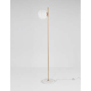 Lampa podłogowa szklana kula glamour Pekin mosiądz/złoty/biały