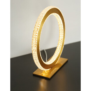 Lampa stołowa glamour z kryształkami Nolion LED mosiądz/złoty