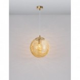 Lampa wisząca szklana kula dekoracyjna Pomissio 30 mosiądz/szampański