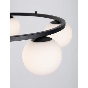 Lampa wisząca okrągła szklane kule Pauline 50 LED czarny piaskowy/biały