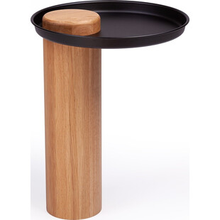 Stolik boczny drewniany z tacą Tyk 43 dębowo-czarny marki Nordifra