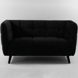 Pikowana sofa welurowa Castello Velvet 145 czarna marki Signal