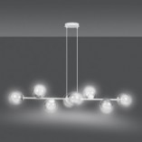Lampa wisząca podłużna szklane kule Rossi VIII biało-grafitowa marki Emibig