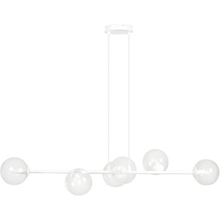 Lampa wisząca podłużna szklane kule Rossi VI biało-przezroczysta marki Emibig