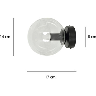 Kinkiet szklana kula Rossi 15 czarno-przezroczysty marki Emibig