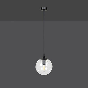 Lampa wisząca szklana kula Cosmo 12 czarno-przezroczysta marki Emibig