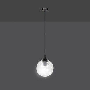 Lampa wisząca szklana kula Cosmo 12 czarno-przezroczysta marki Emibig