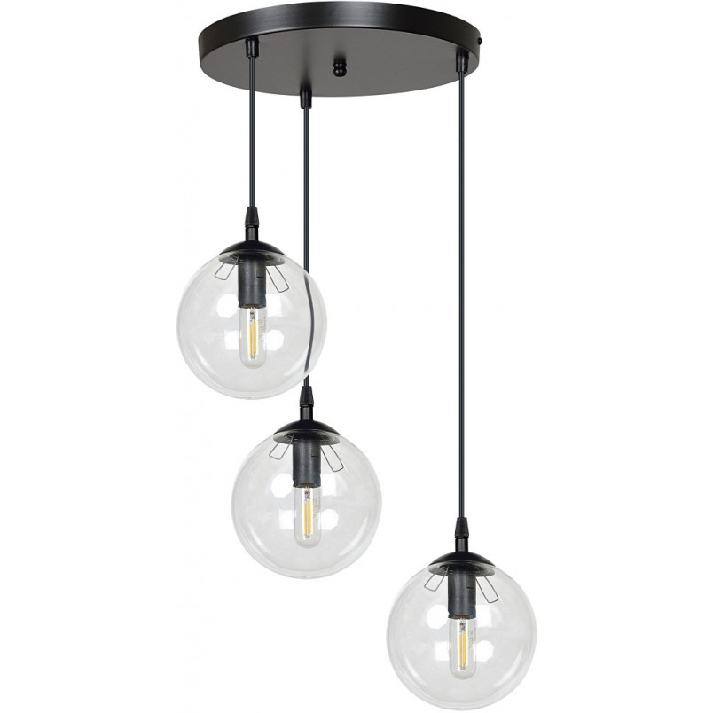 Lampa wisząca szklane kule Cosmo III premium czarno-przezroczysta marki Emibig
