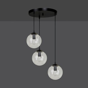 Lampa wisząca szklane kule Cosmo III premium czarno-przezroczysta marki Emibig