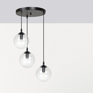 Lampa wisząca szklane kule Cosmo III premium czarno-przezroczysta marki Emibig