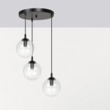 Lampa wisząca szklane kule Cosmo III premium czarno-przezroczysta marki Emibig