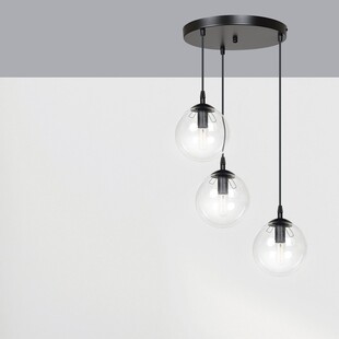 Lampa wisząca szklane kule Cosmo III premium czarno-przezroczysta marki Emibig