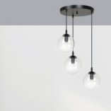 Lampa wisząca szklane kule Cosmo III premium czarno-przezroczysta marki Emibig