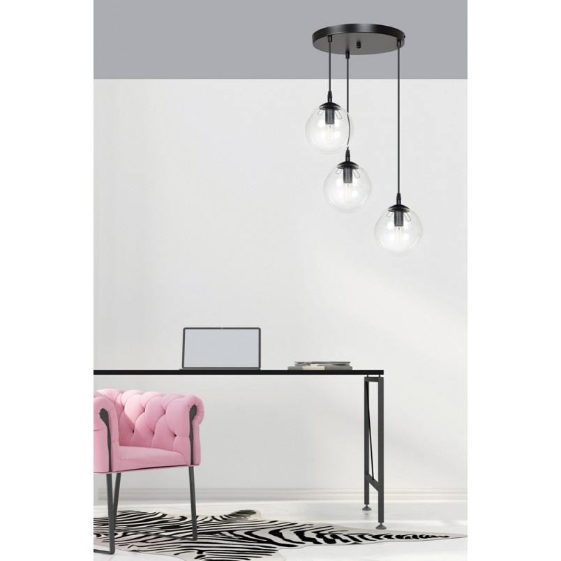 Lampa wisząca szklane kule Cosmo III premium czarno-przezroczysta marki Emibig