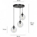 Lampa wisząca szklane kule Cosmo III premium czarno-przezroczysta marki Emibig