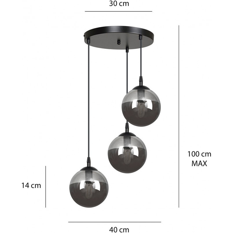 Lampa wisząca szklane kule Cosmo III premium czarno-grafitowa marki Emibig