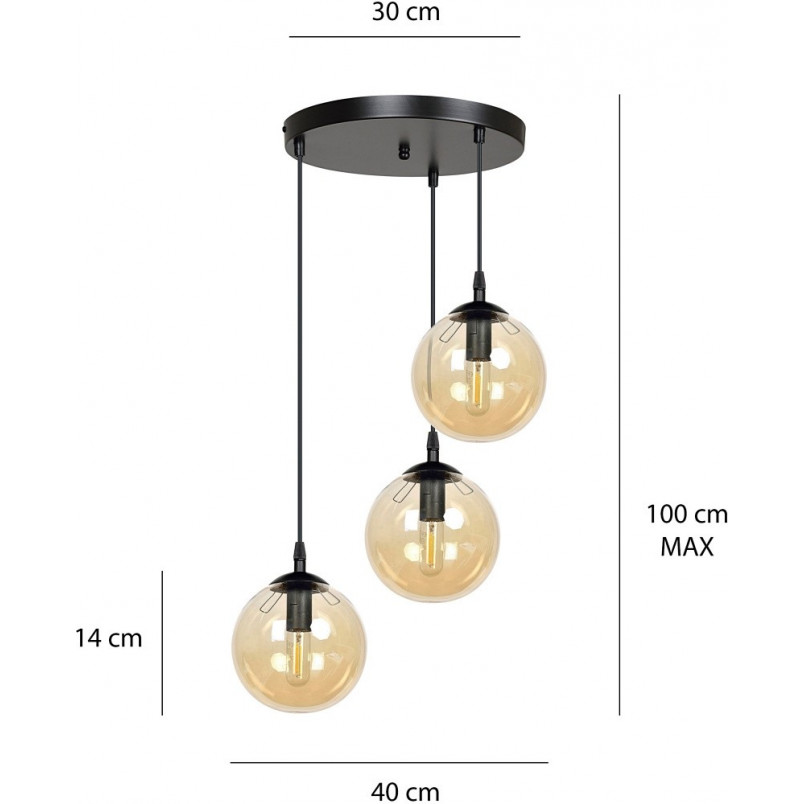 Lampa wisząca szklane kule Cosmo III premium czarno-miodowa marki Emibig