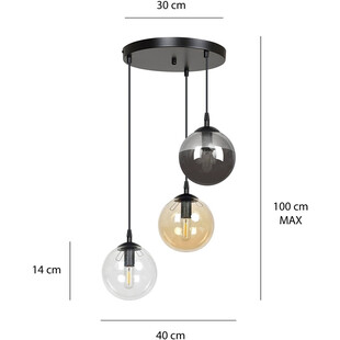 Lampa wisząca szklane kule Cosmo III premium czarny/multikolor marki Emibig