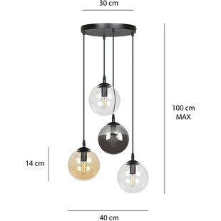 Lampa wisząca szklane kule Cosmo IV premium czarny/multikolor marki Emibig