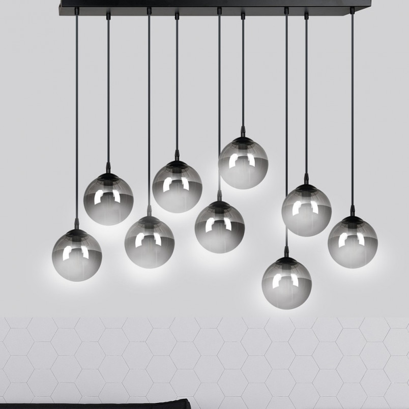 Lampa wisząca szklane kule Cosmo IX czarno-grafitowa marki Emibig