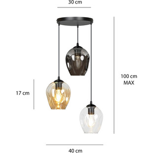 Lampa wisząca szklana Istar III premium czarny/multikolor marki Emibig
