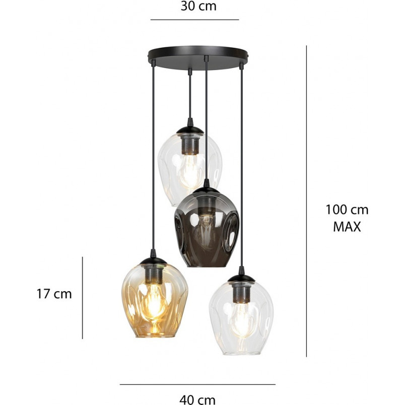 Lampa wisząca szklana Istar IV premium czarny/multikolor marki Emibig