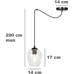 Lampa wisząca szklana "pająk" Level 14 czarno-przezroczysta marki Emibig