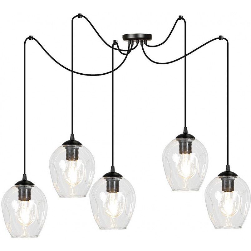 Lampa wisząca szklana "pająk" Level V czarno-przezroczysta marki Emibig