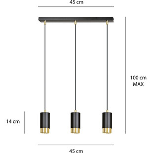 Lampa wisząca potrójna punktowa Fumiko III czarno-złota marki Emibig