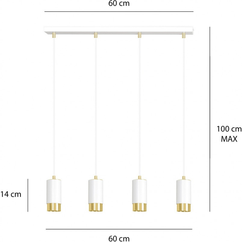 Lampa wisząca 4 punktowa Fumiko IV biało-złota marki Emibig