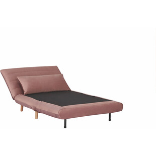 Fotel welurowy rozkładany Spike Velvet różowy/buk marki Signal