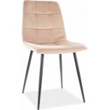 Krzesło welurowe pikowane Mila Velvet beżowe marki Signal