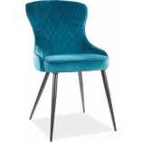 Krzesło welurowe pikowane Lotus Velvet turkusowe marki Signal