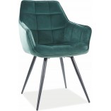 Krzesło fotelowe welurowe Lilia Velvet zielone marki Signal
