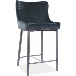 Krzesło barowe welurowe pikowane Colin Velvet 60 czarne marki Signal