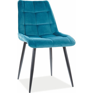 Krzesło welurowe pikowane Chic Velvet 85 turkusowy/czarny marki Signal