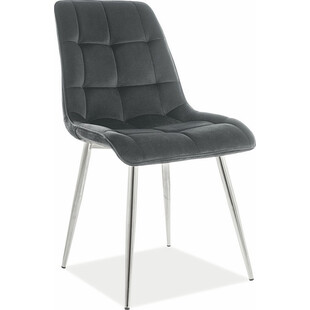 Krzesło welurowe pikowane Chic Velvet 19 czarny/chrom marki Signal