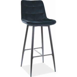 Krzesło barowe welurowe pikowane Chic Velvet 77 czarne marki Signal
