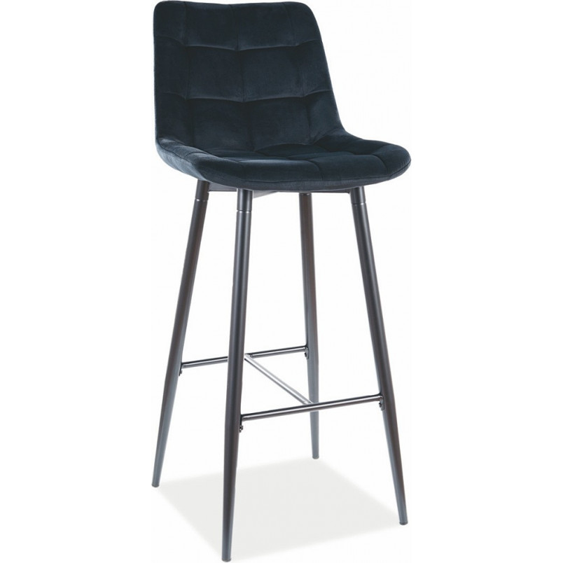 Krzesło barowe welurowe pikowane Chic Velvet 77 czarne marki Signal