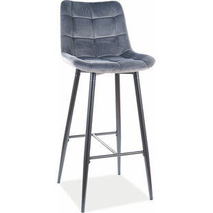 Krzesło barowe welurowe pikowane Chic Velvet 77 szare marki Signal