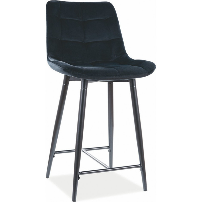 Krzesło barowe welurowe pikowane Chic Velvet 60 czarne marki Signal