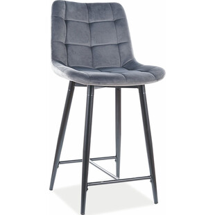 Krzesło barowe welurowe pikowane Chic Velvet 60 szare marki Signal