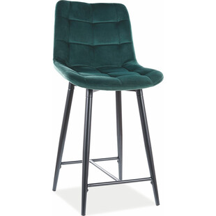 Krzesło barowe welurowe pikowane Chic Velvet 60 zielone marki Signal