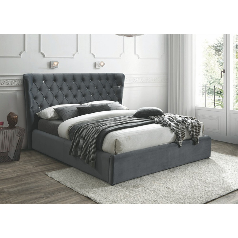 Łóżko welurowe pikowane Carven Velvet 160x200 szare marki Signal