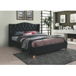 Łóżko welurowe pikowane Aspen Velvet 160x200 czarny/dąb marki Signal