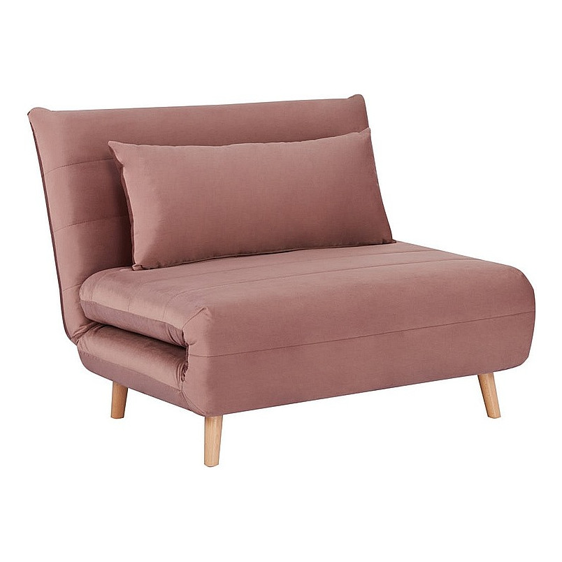Fotel welurowy rozkładany Spike Velvet różowy/buk marki Signal marki Signal