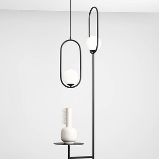 Stylizowa Lampa wisząca szklana kula designerska Riva Black 18 biało-czarna