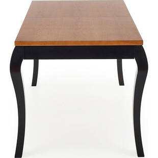 Stół rozkładany z ozdobnymi nogami Windsor 160x90 ciemny dąb/czarny marki Halmar