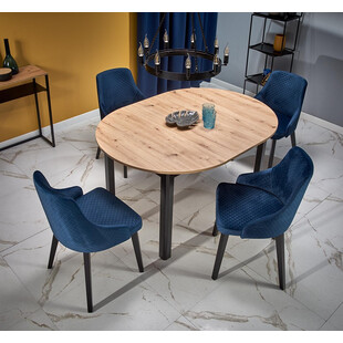 Stół okrągły rozkładany loft Ringo 102 dąb aristan/czarny marki Halmar